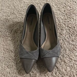 Collection by Clark’s gray leather with sued detail pumps